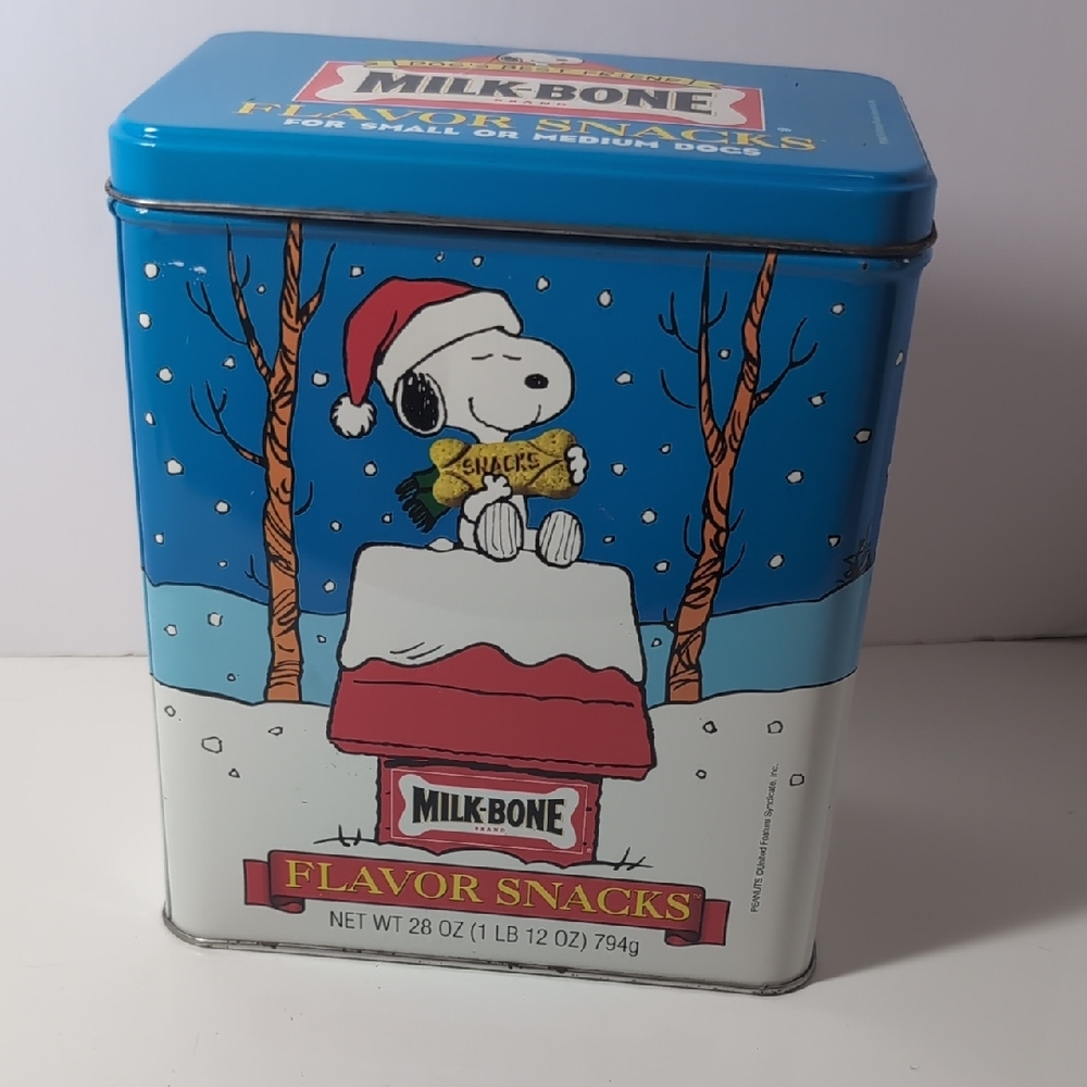 Vintage/Collectible Milk-Bone Snoopy Holiday Tin, 1996